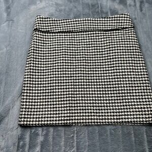 Apostrophe Stretch Houndstooth Wool Blend Mini Skirt Black White Womens 16